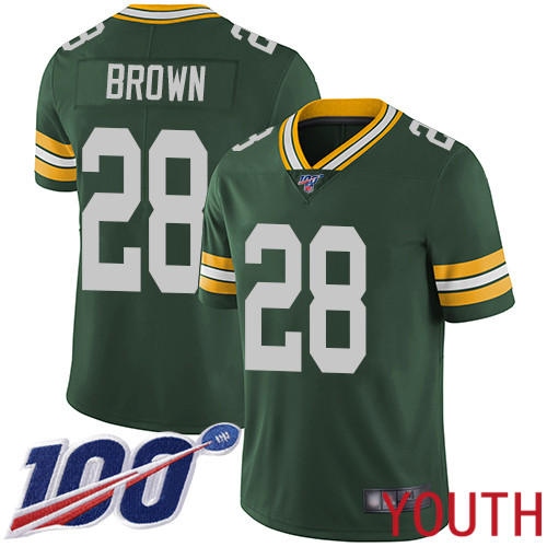 Green Bay Packers Limited Green Youth #28 Brown Tony Home Jersey Nike NFL 100th Season Vapor Untouchable->youth nfl jersey->Youth Jersey